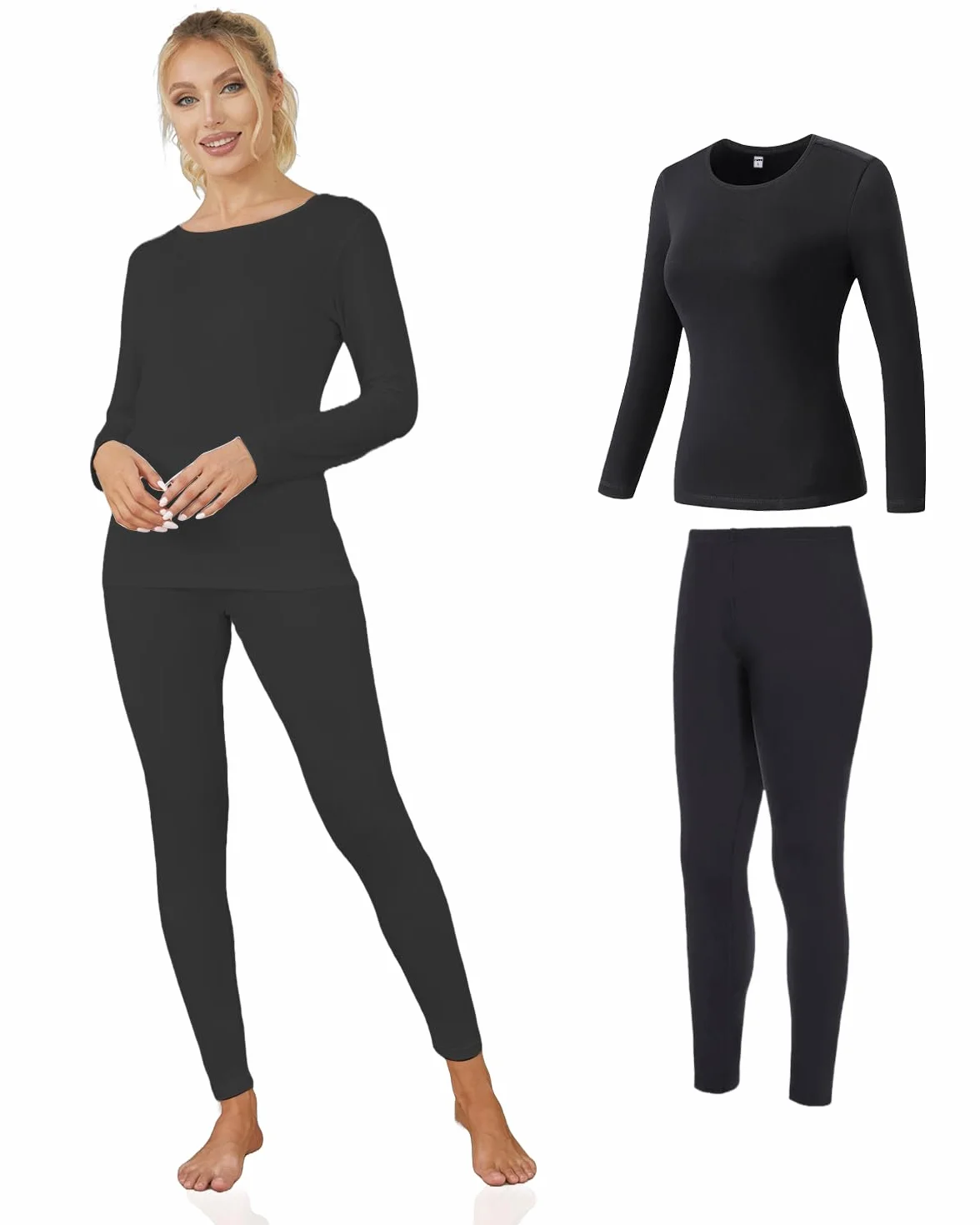 Channo Strato Base Termico Donna Morbido Leggero Caldo e Traspirante Disponibile Come Maglia Pantaloni o Set