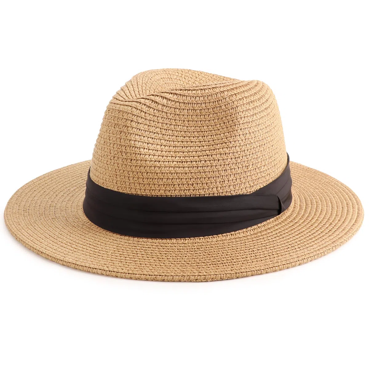 DRESHOW Donna Cappello Panama Cappello da Spiaggia in Paglia Fedora Cappello Arrotolato in Paglia a Tesa Larga Cappelli Panama UPF 50+