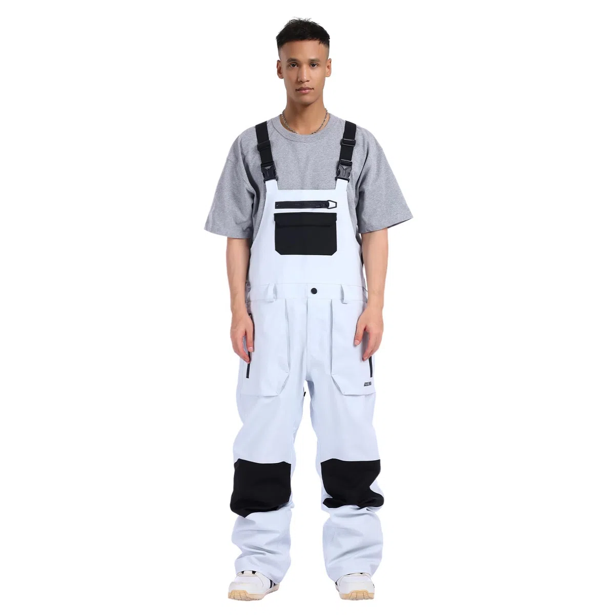 GSOU SNOW Uomo Salopette da Sci Bavaglino da Snowboard Pantaloni da Neve - Multi Tasche Leggeri Impermeabili Antivento Traspiranti Caldi