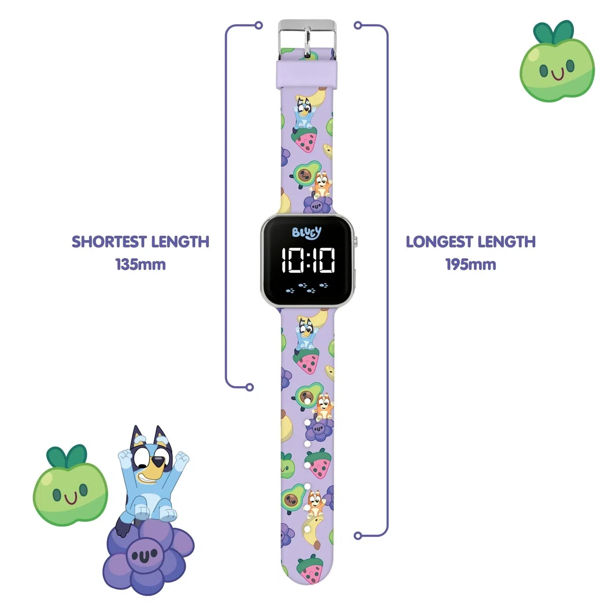 Accutime Bluey Kids Fruits - Orologio con display a LED con cinturino in silicone per bambini