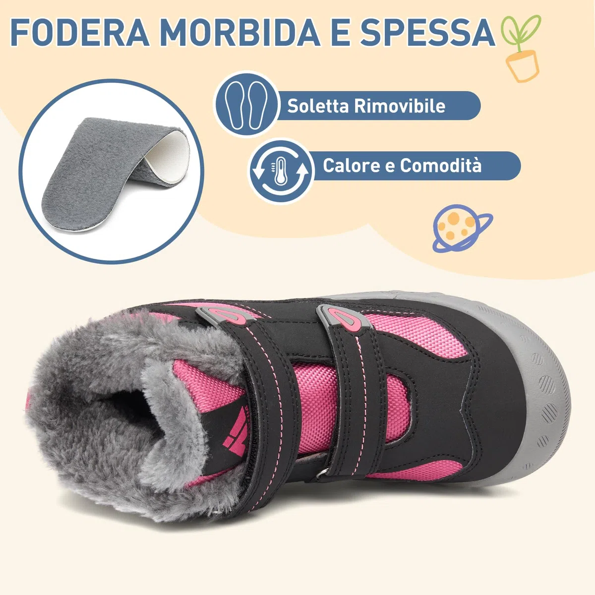 Mishansha Scarpe Invernali Bambini Antiscivolo Stivaletti Neve Bambina Caldo da Trekking Bambino 24-38 EU