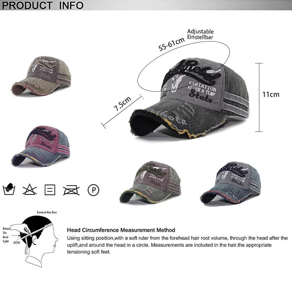 CheChury Cappello Uomo Cappellino Estivo Ricamato Unisex Baseball Tappo Cotone Moto Tappo Bordo Hip-Hop del Berretto da Baseball Regolabile Cappello