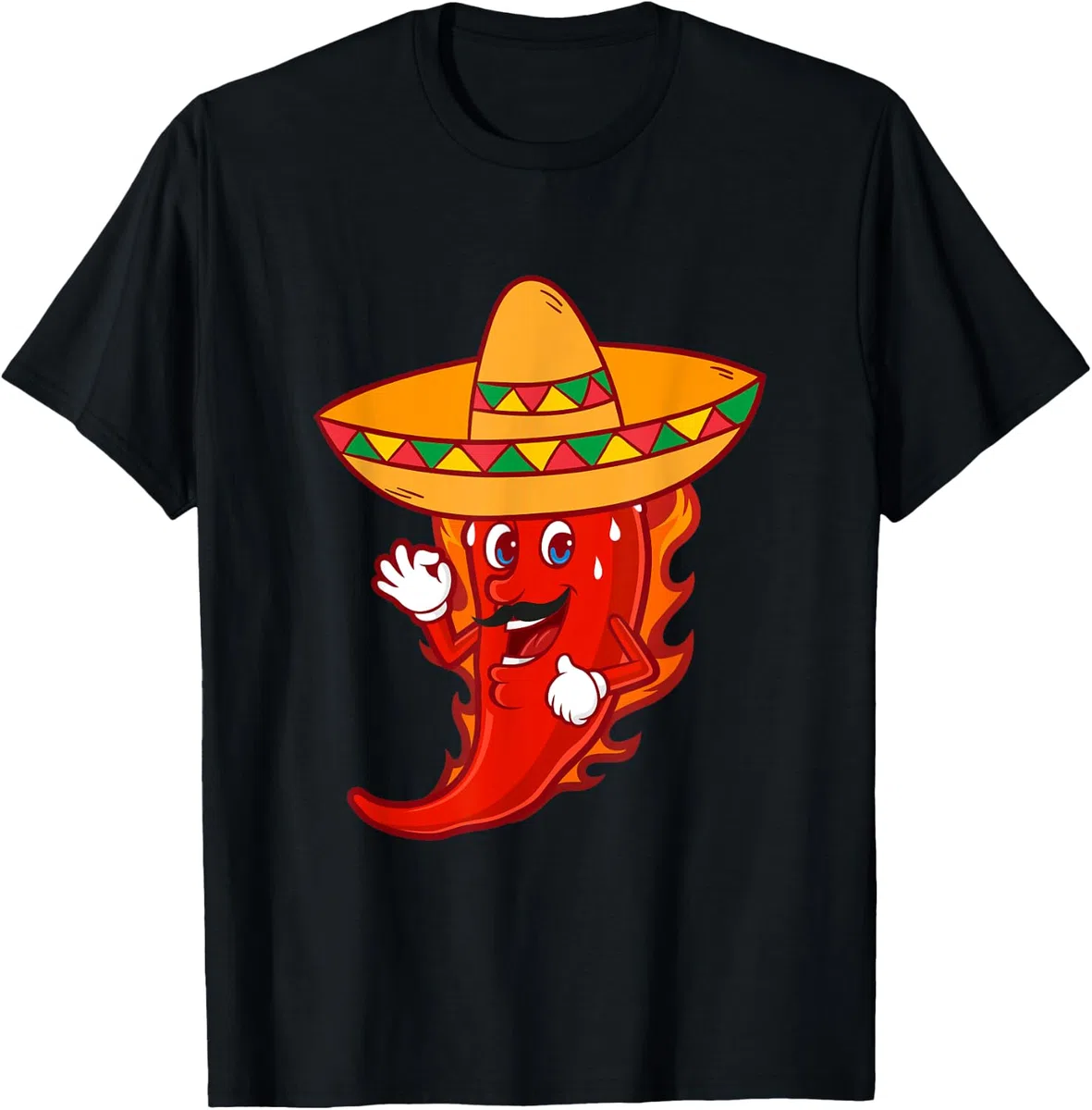 Divertente peperoncino messicano con Sombrero Cinco De Mayo Maglietta
