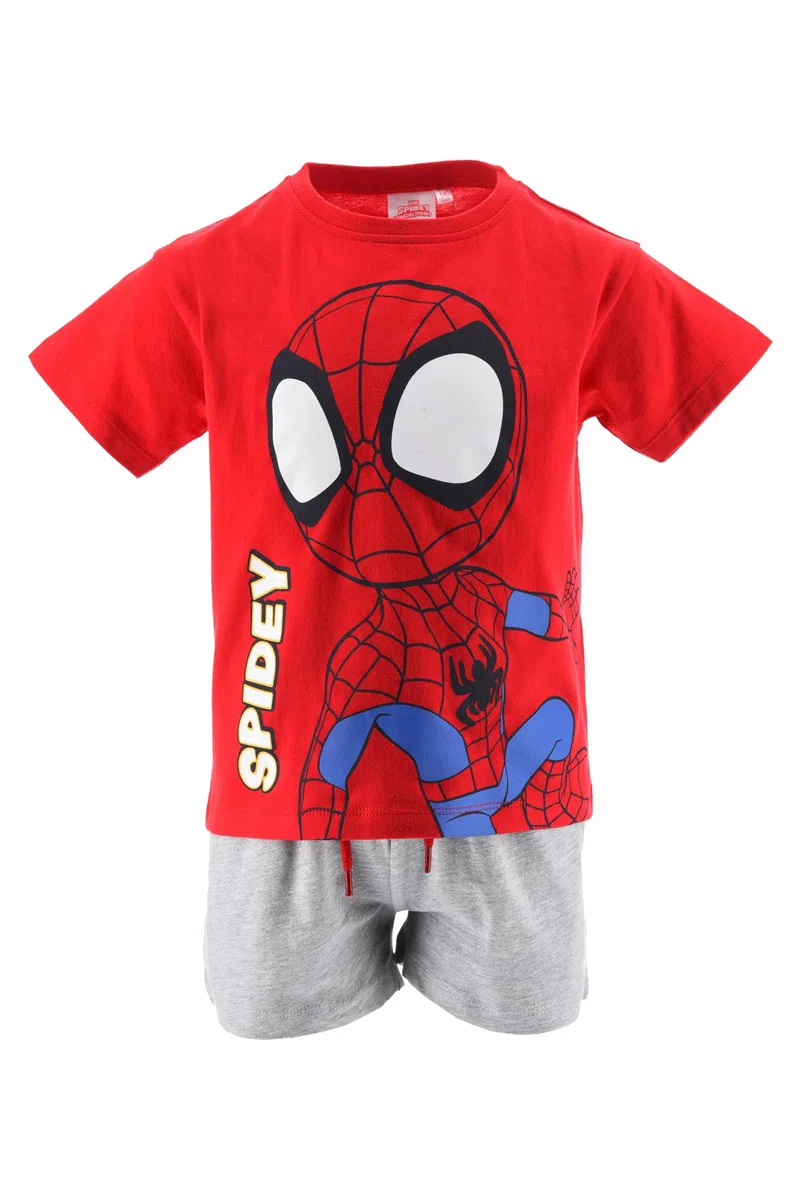 Marvel Pigiama per Bambini Spidey & His Amazing Friends, 2 Pezzi in Cotone, Rosso e Grigio