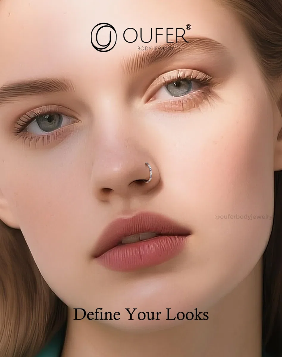 OUFER 20G Segmento a Cerniera Piercing Naso Acciaio Chirurgico 316L Nose Hoop Viola/Nero CZ Opale Orecchini Helix Conch Earring Per Le Donna 6/7/8 mm