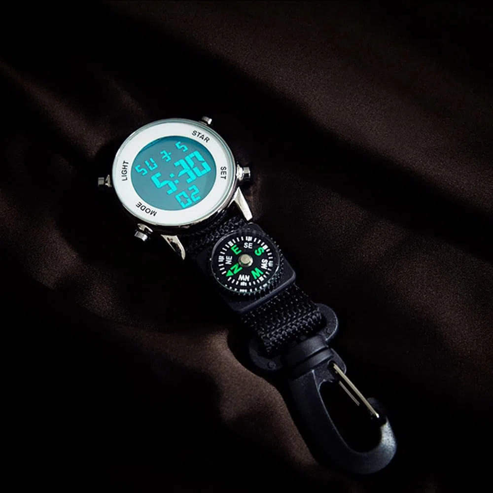 WANGCL Orologio da tasca per infermiere con moschettone - digitale multifunzionale, lega di zinco impermeabile, lunghezza 13,5 cm, bianco, 55 g
