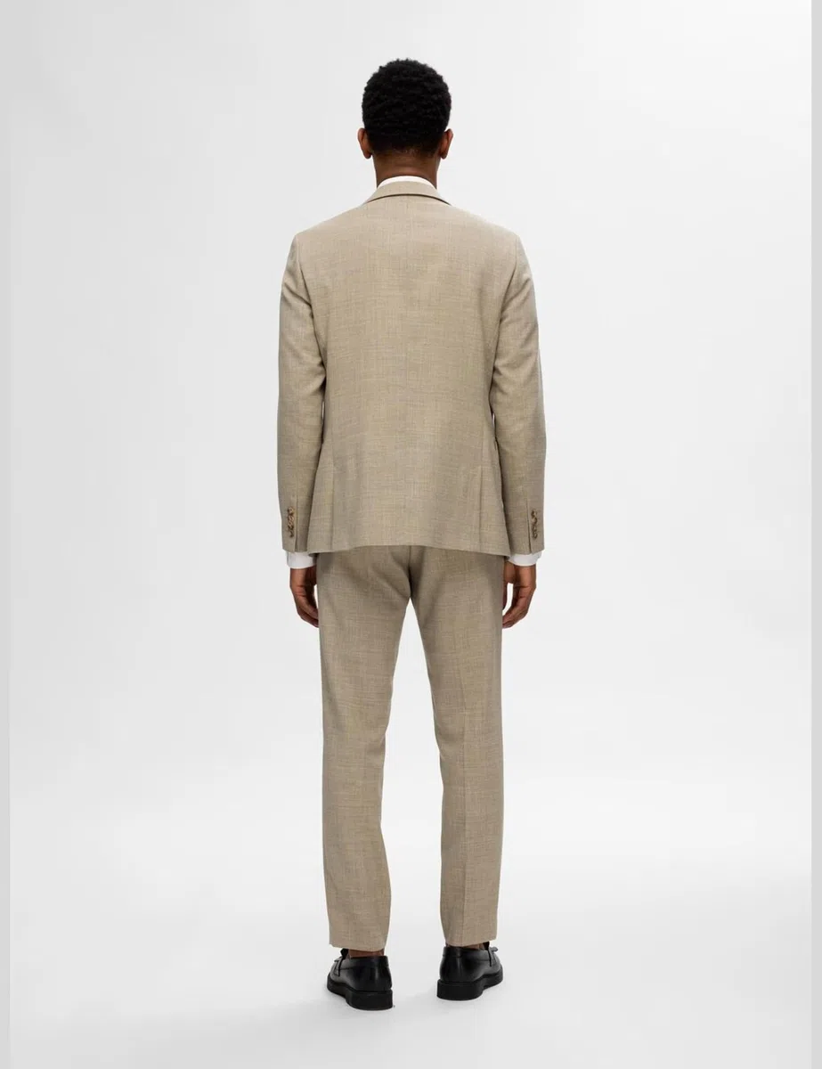 SELECTED HOMME Giacca Uomo Einreihiger Leinenmix, Sabbia, 58