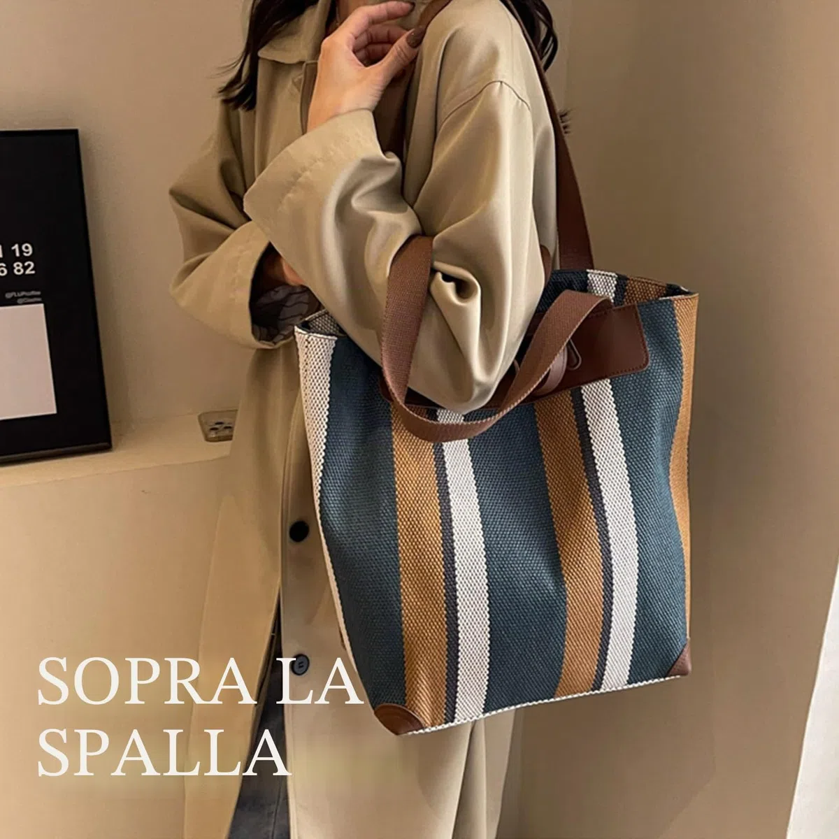 Borsa da lavoro grande da donna – Borsa a tracolla in tela per ufficio e uso quotidiano, borsa a spalla con ampio spazio di archiviazione