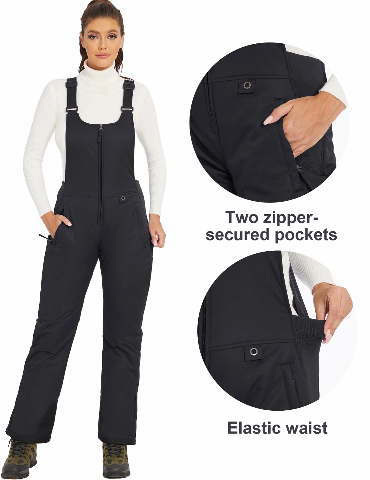 GEMYSE Donna Pantaloni da Sci Invernali Impermeabili Neve complessivi Tuta Snowboard con Bretelle Regolabili
