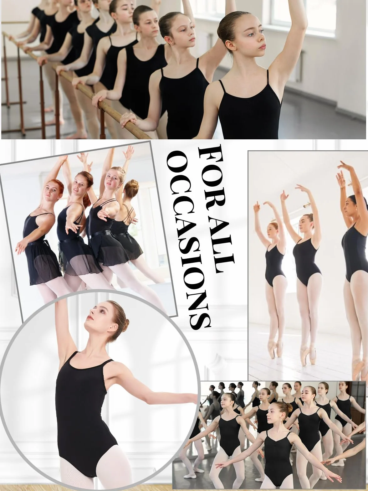 Body Danza Classica Donna Camisole Ginnastica Artistica Nero Balletto Alta Elasticità