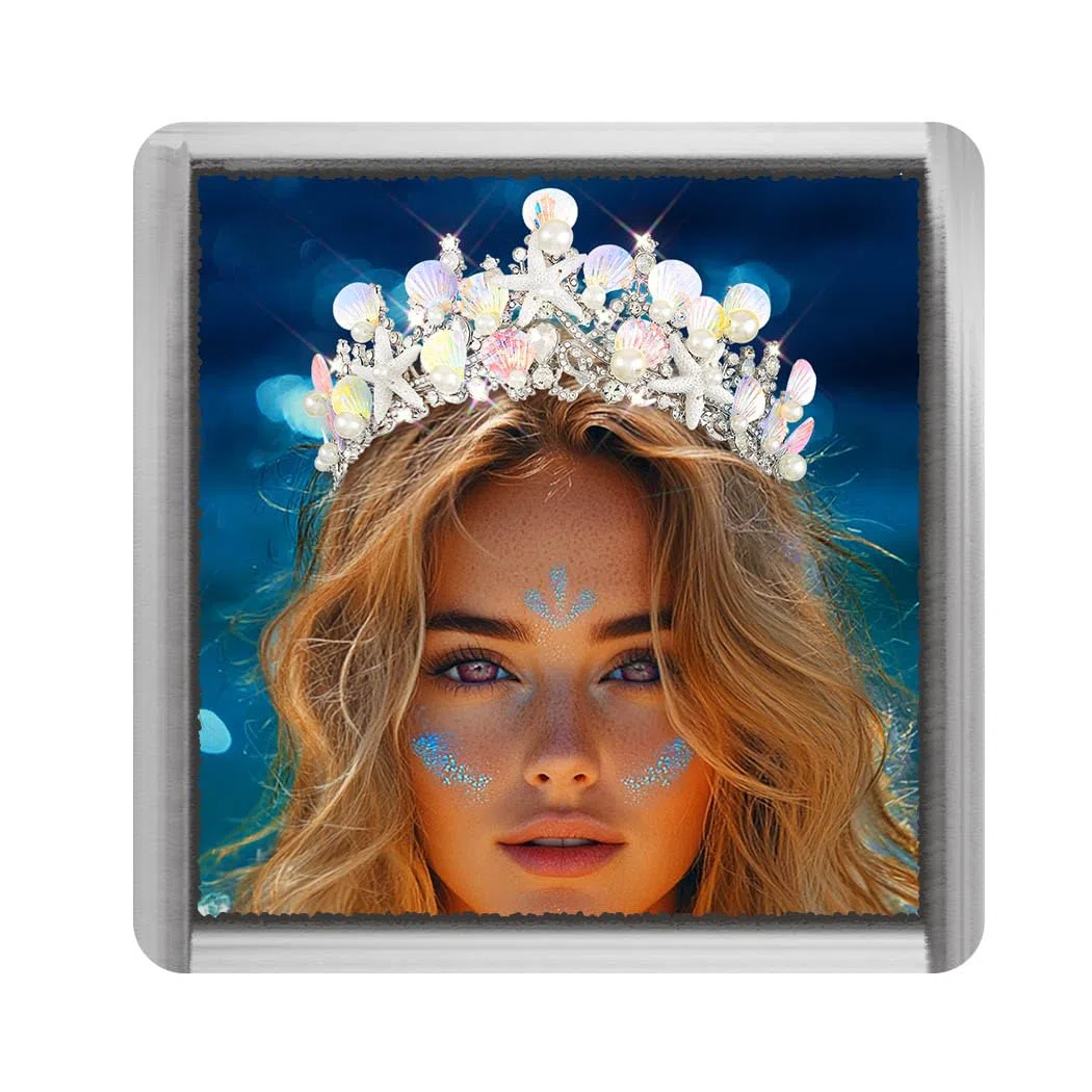 Costume da sirena fascia stelle marine perline tiara e corona argento Festival Sparkly Shell accessori per capelli per le donne