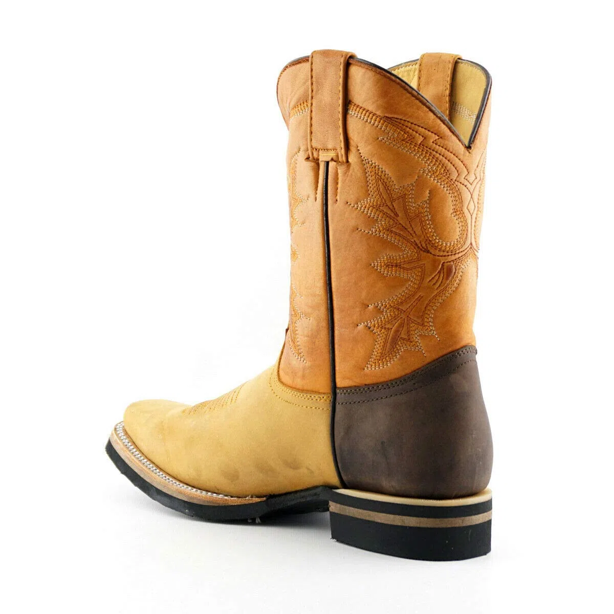 Grinders El Paso Stivali Unisex Altezza Polpaccio di Pelle Marrone Chiaro Stile Cowboy