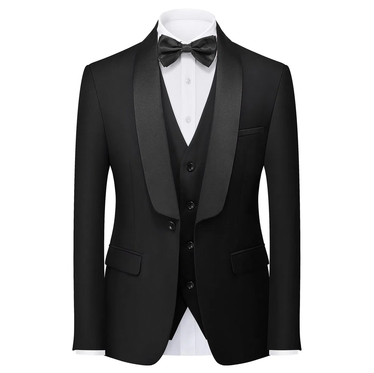 KUDORO Abito da Uomo 3 Pezzi Slim Fit Abiti da Sposa Abito Elegante Cerimonia Abito da Smoking Blazer Gilet Pantaloni