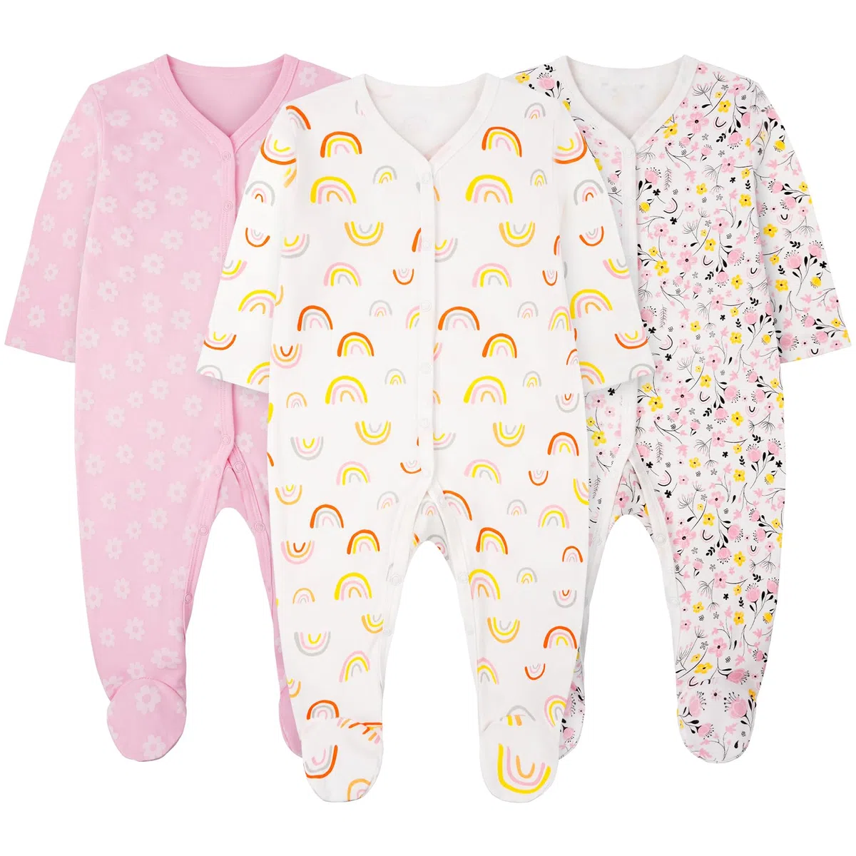 Vicloon Tutine per Bambini, Tutine per Neonati in 100% Cotone, Pigiamino per Neonato, a Maniche Lunghe, Senza Piedi, Tutina Aderente da Neonato per 3-6 Mesi Bambini e Bambine