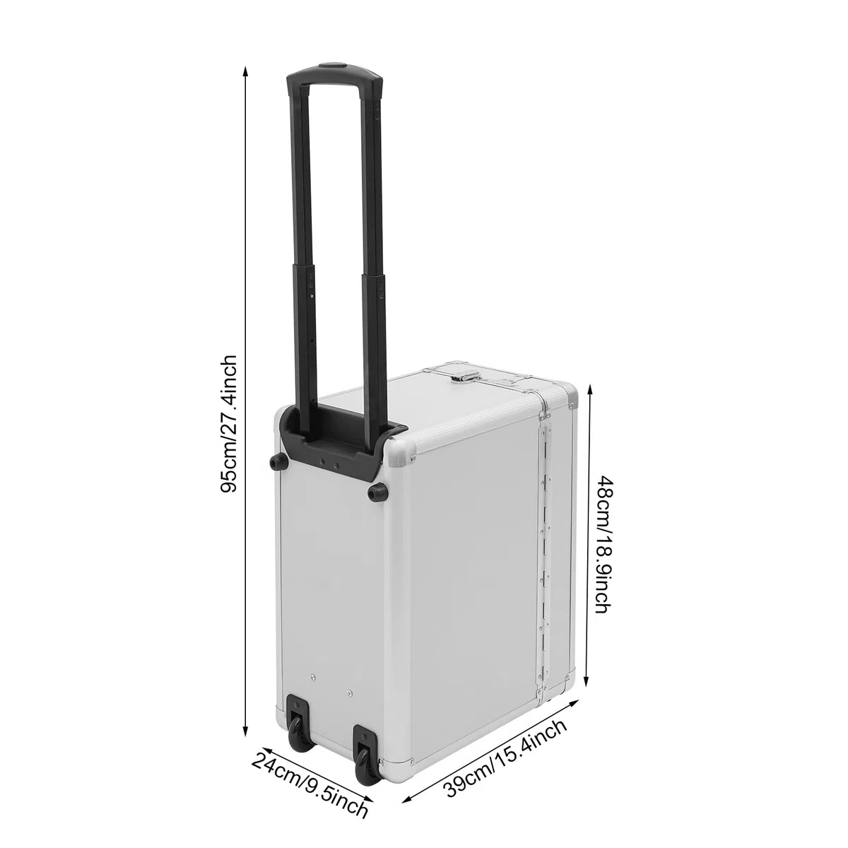 Valigetta da pilota, arrotolabile, 39 x 24 x 48 cm, con asta telescopica e scomparto rimovibile per laptop, in alluminio, per viaggi d'affari e ufficio