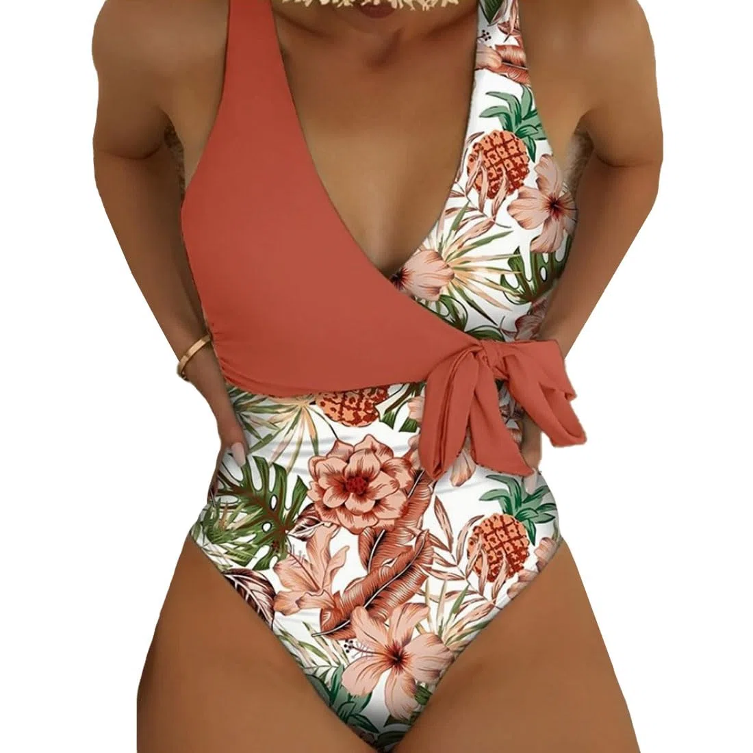 Harssidanzar Costumi da Bagno Interi da Donna a Colori Costumi da Bagno Estivi Costume da Bagno a Vita Alta KL412EU
