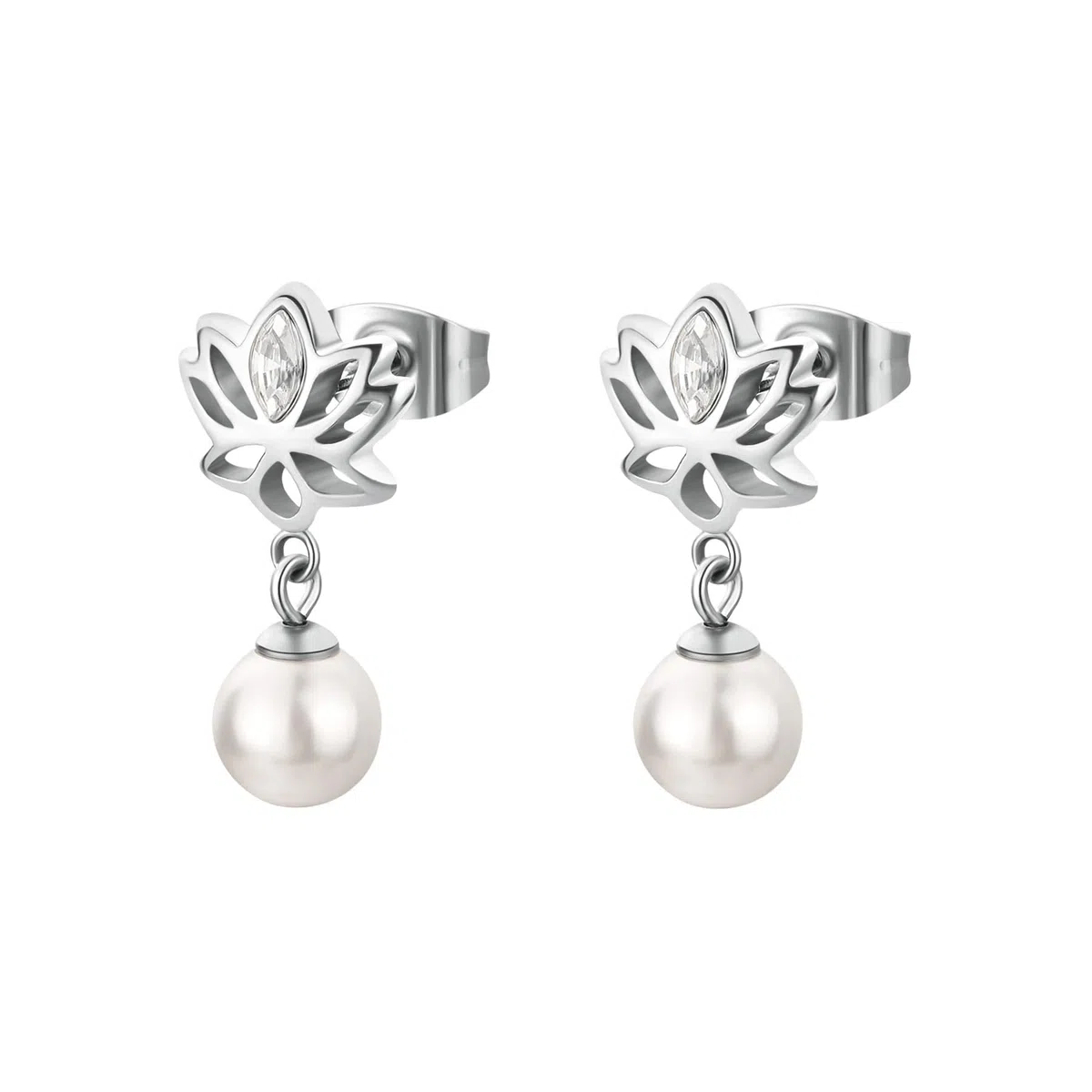 Brosway Orecchini Donna, Orecchini Pendenti in Acciaio e Cristalli con Simbolo Fiore | Collezione CHAKRA - BHKE178