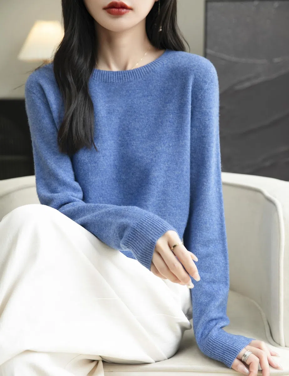 Chanyarn Maglione Girocollo da Donna in 100% Lana Merino 2025 Maglione Lavorato a Maglia Senza Cuciture a Maniche Lunghe