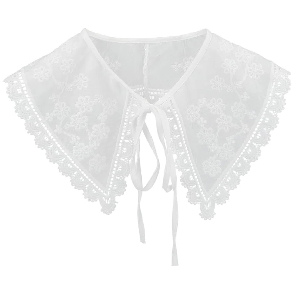 Colletto Staccabile In Pizzo Bianco, Colletto Finto In Cotone con Fiori Ricamati, Girocollo Vintage con Applicazioni In Pizzo Traforato, per Abiti Da Donna, Accessori per Costumi Da Festa.