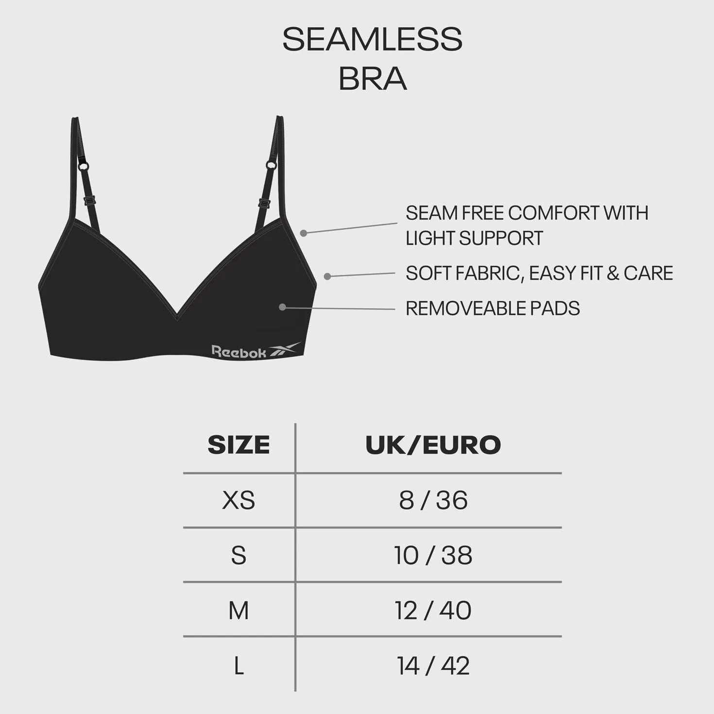 Reebok Justine Intimo Donna Donna (Pacco da 1)