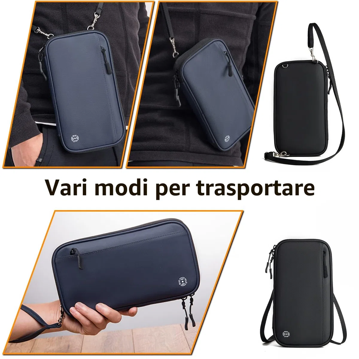 EPROICKS Portafoglio da Viaggio Porta Passaporto, Custodia Porta Passaporti Famiglia, Portadocumenti da Viaggio con Protezione RFID, Organizer per Carte di Credito, Carte D'Imbarco (blu)