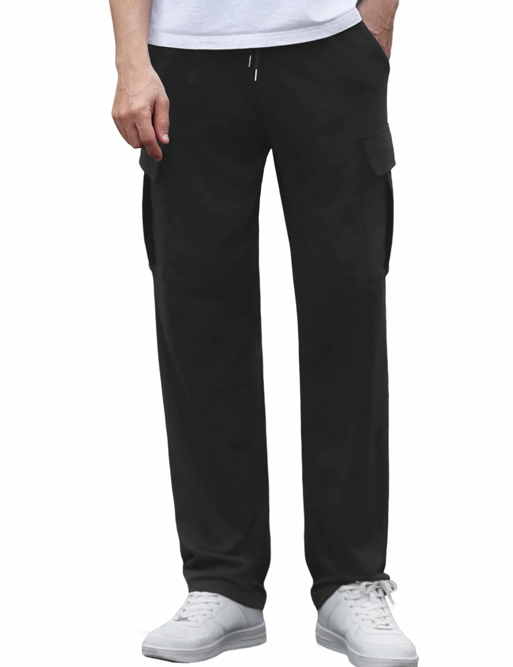 Pantaloni Tuta Uomo Larghi Pantaloni Sportivi con 4 Tasche Pantaloni Jogging in Cotone Pantalone Gamba Dritta Comodi Pantaloni Leggeri per Running Fitness S-3XL