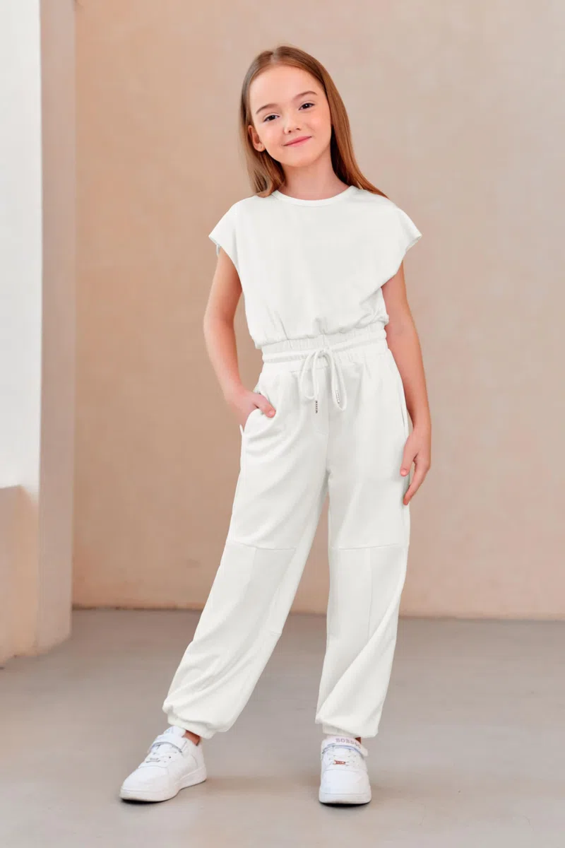 Haloumoning Tuta da bambina per bambini, alla moda, pantaloni lunghi, per ragazze, estive, a maniche corte, casual, per sport