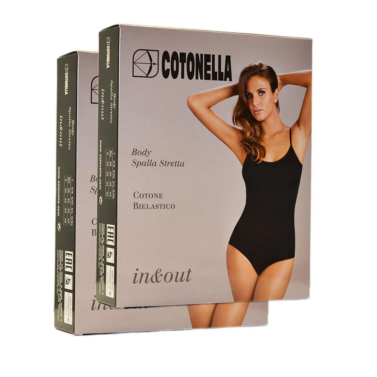 Cotonella 1 Set da 2 Body Spalla Stretta in Cotone bielastico.