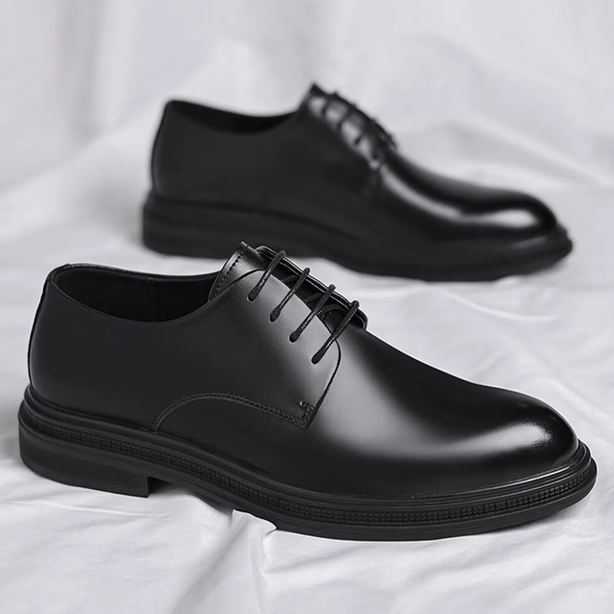 Scarpe Eleganti da Uomo con Rialzo Invisibile da 2,36" - Scarpe da Guida Oxford con Rialzo Antiscivolo in Pelle con Lacci per Matrimonio e Ufficio