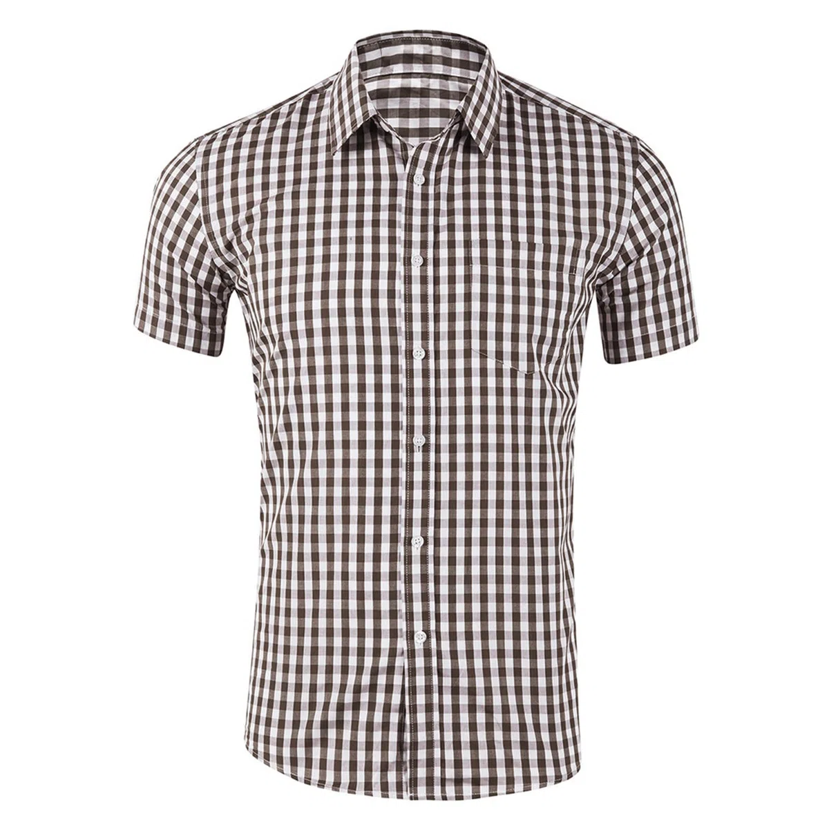 Camicia da uomo a maniche corte, senza stiratura, a quadri, per il tempo libero, a quadretti, rosso, blu, per costume tradizionale bavarese