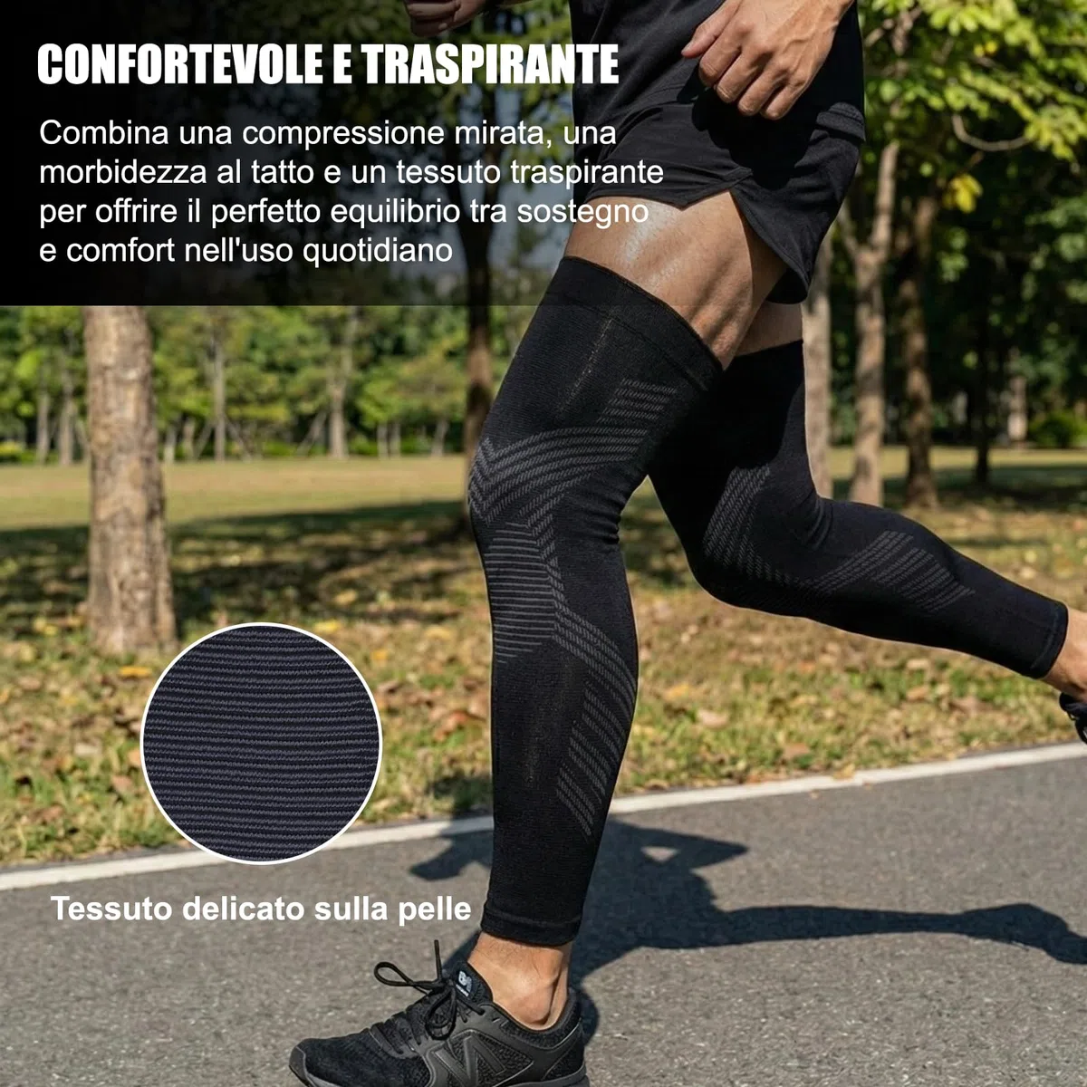 NuCamper Manicotti a Compressione a Gamba Intera Uomo Donna Manicotti Gambe Ciclismo Antiscivolo Gamba Intera Manica di Gamba da Basket Calcio Corsa Pallacanestro Circolazione Vene Varicose