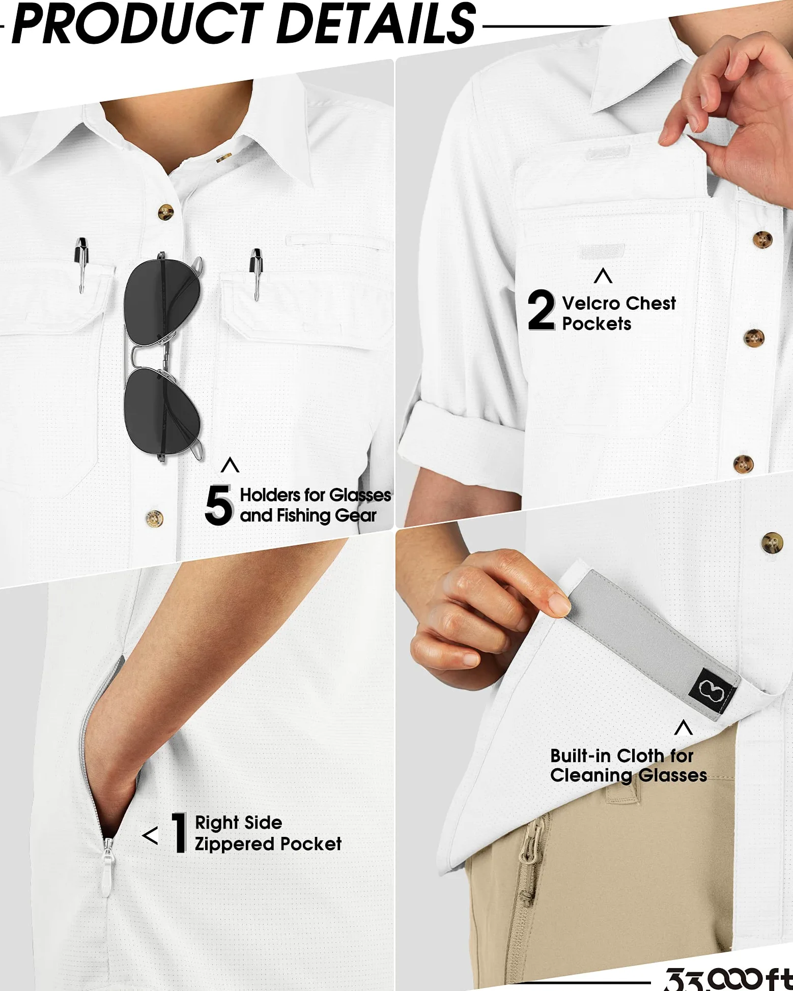 Camicia da trekking da donna da 10 m, protezione UV UPF50+, ad asciugatura rapida, casual, a maniche lunghe, per pesca, passeggiate, safari, viaggi, golf