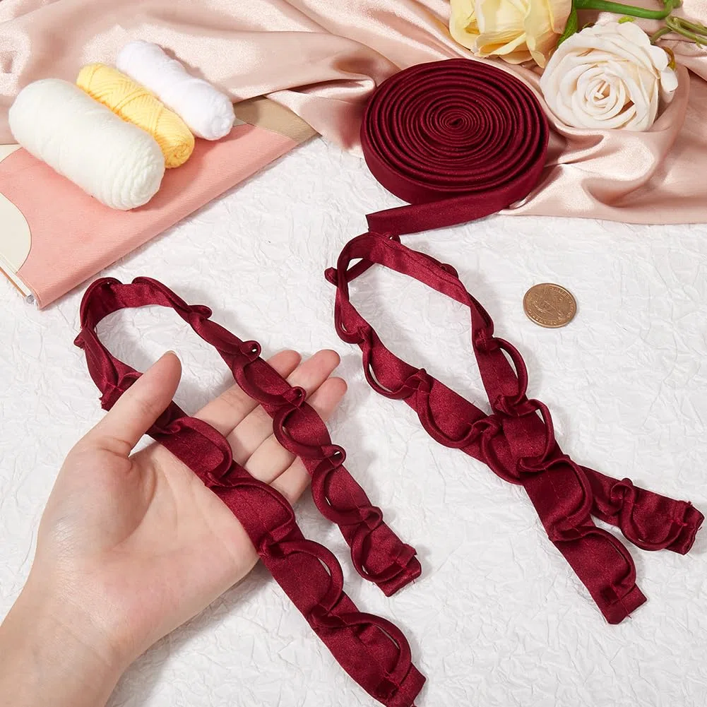GORGECRAFT Kit Corsetto Posteriore Regolabile Kit Corsetto Abito da Sposa Cerniera di Ricambio per Abito da Sposa Passanti per Lacci in Poliestere Nastri Cravatte Kit Corsetto Posteriore FireBrick