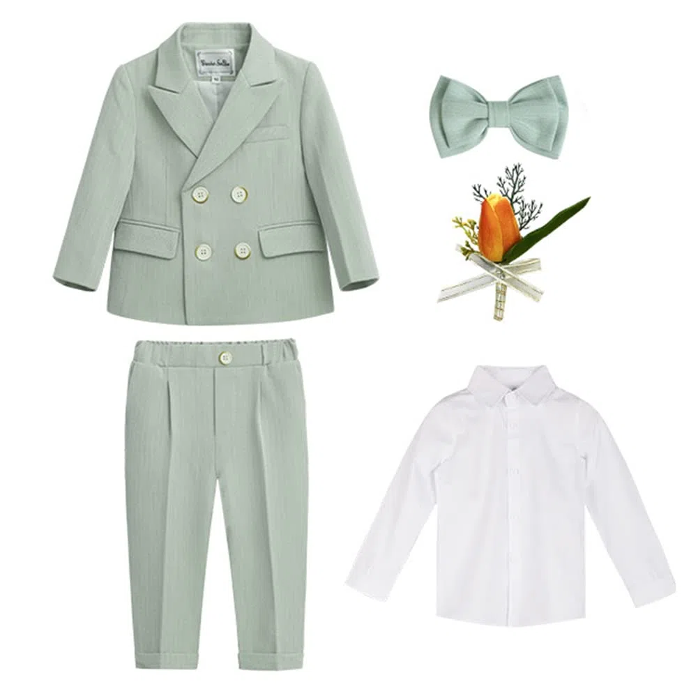 Completo da Bambino 4/5/6 Pezzi Eleganti Abiti da Cerimonia Gentleman Smoking da Ragazzo Abito Formale Doppiopetto da Battesimo Bambini e Ragazzi Gentiluomo Vestito per Matrimonio Festa