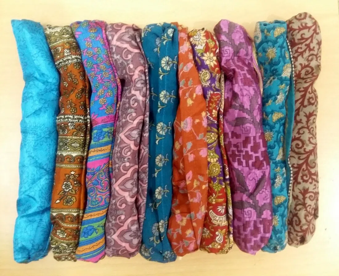 Sarjana, confezione da 10 fasce per capelli da donna e uomo, larghe fasce per capelli, bandana, colorate, bohémien, fasce per capelli (stampa in seta)