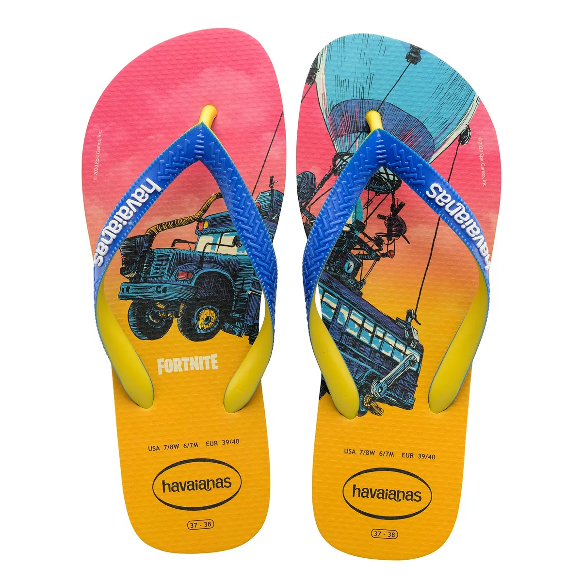 Havaianas - Top Fortnite, Comfortable, Durable, and Lightweight Flip-Flops, Featuring Iconic Moments from the Game, Non-Slip Sole, Adults Unisex