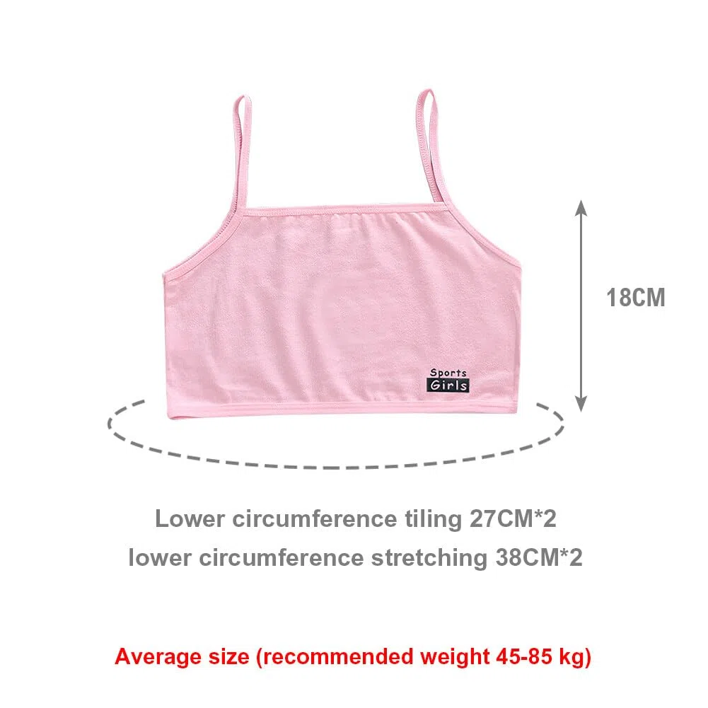 4Pcs Reggiseno in Cotone Bustier Sportivo Solido per Ragazze 8-12 Anni