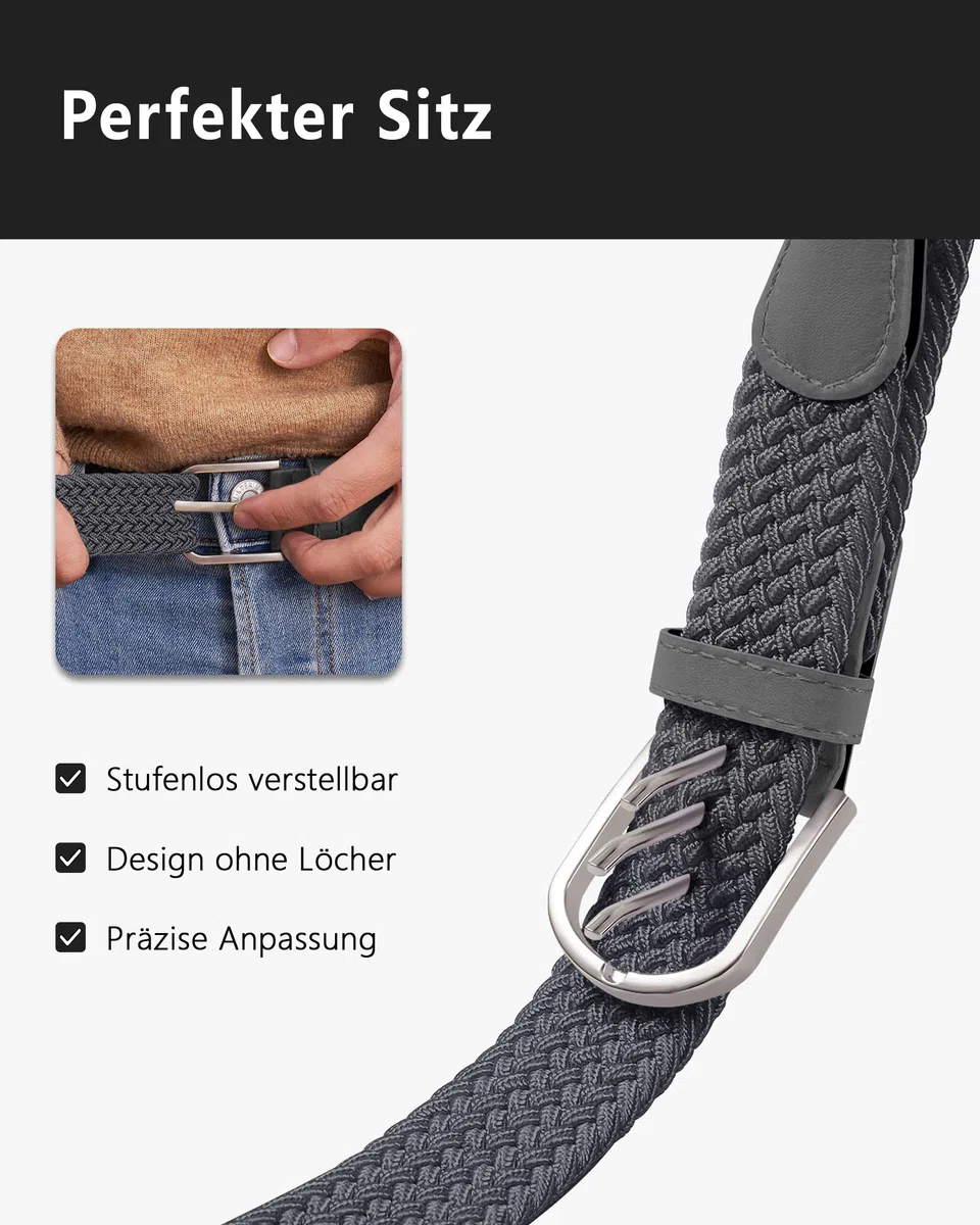 YOUCHAN 2 Cinture Elastiche Intrecciate da 3.3 cm per Uomo e Donna, Cinture Regolabili Elasticizzate per Jeans, Pantaloni Casual e Sportivi – Multicolore