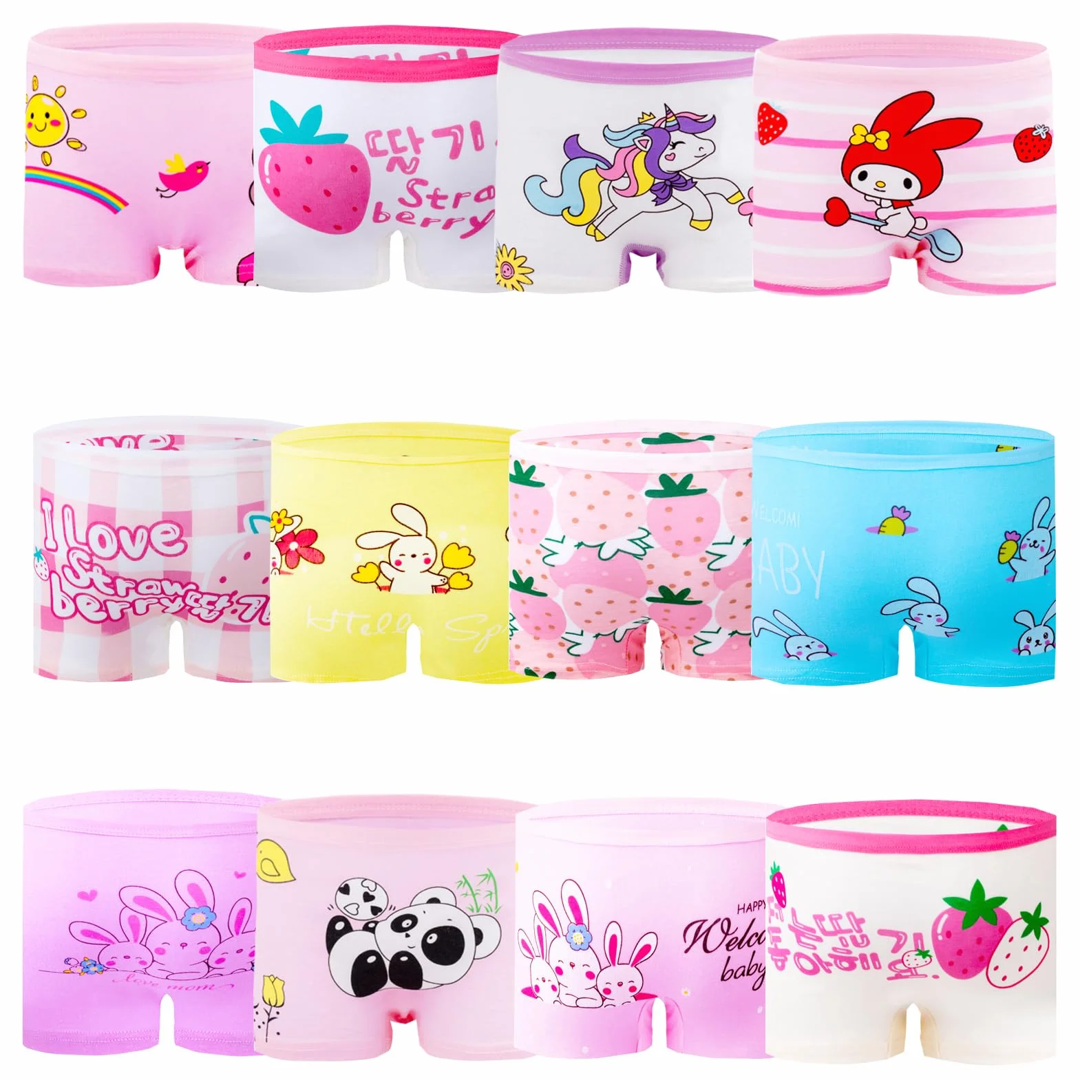 JackLoveBriefs Culotte Bambina Mutande Bambina Cotone Mutandine da Bambina 2-9 Anni (Pacco da 12)