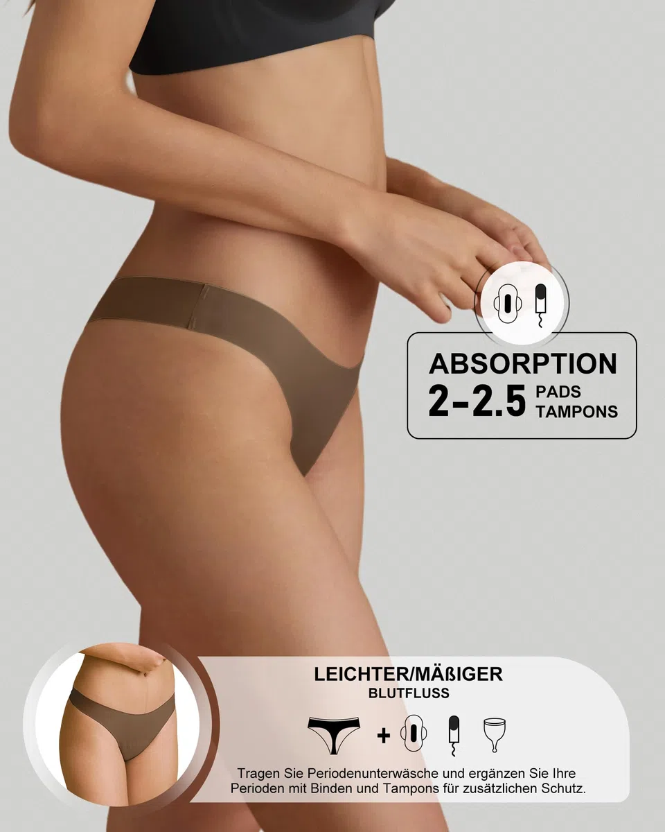 SHARICCA Mutande Ciclo Mestruale Donna Mestruali Perizoma Senza Cuciture Mutande Assorbenti Mestruali Lavabili Donna Intimo Protettive 3 Pack
