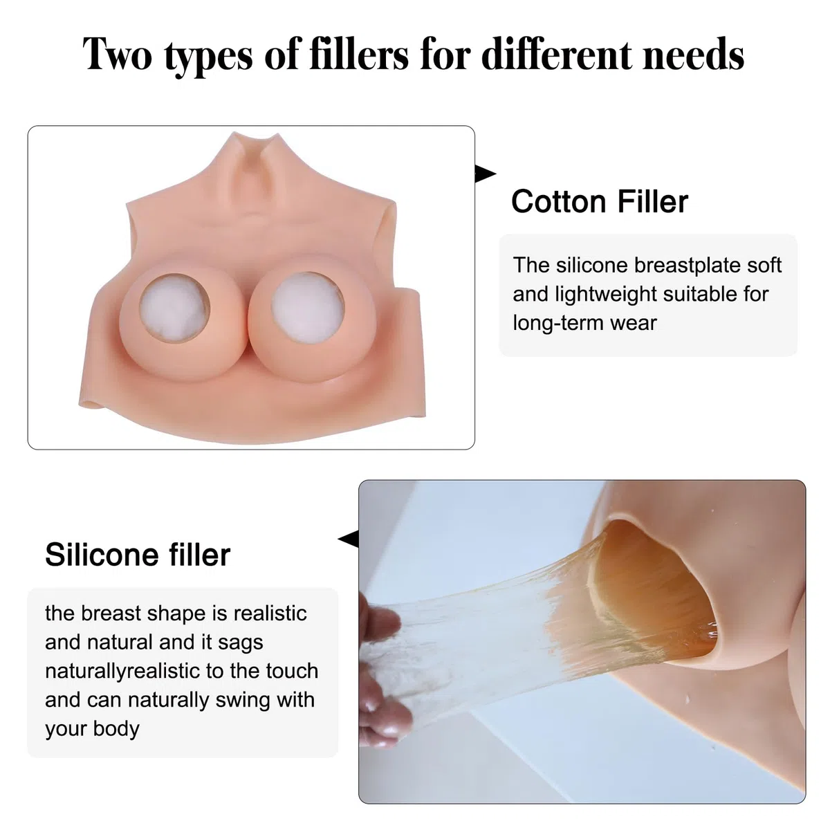 Forme del seno in silicone per crossdresser e cosplayer, supporto realistico per mastectomia, coppa E con imbottitura in cotone