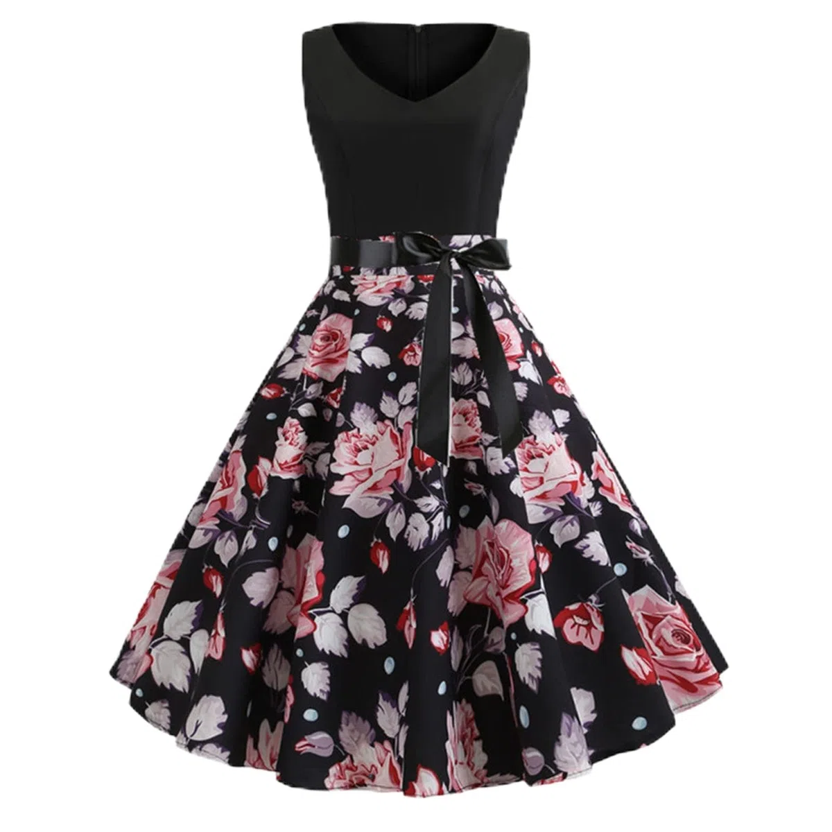 Donne Vintage Retro Abito Rockabilly Anni 1950 50 60 70 Audrey Hepburn Stile Casual Vestiti Increspati Lati Lobe Abito Vintage Anni 70 Pin Up Donna Verde Economico