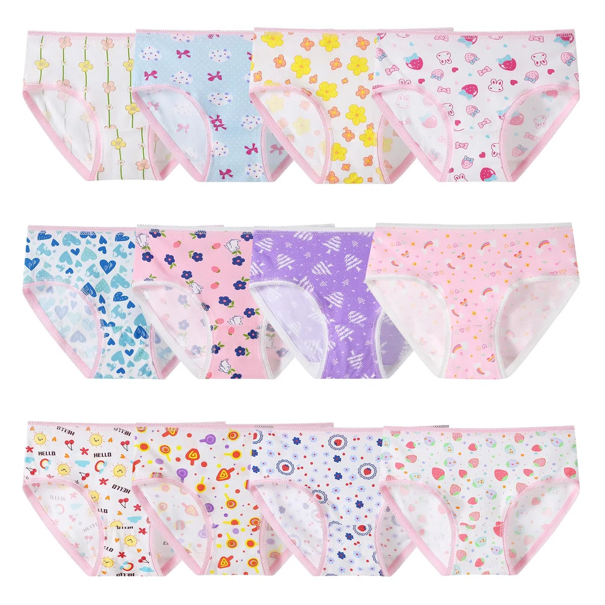 Bambini Ragazze Mutandine 12 Pezzi Bambini Casuale Mutandine Bambino in Cotone Morbido Slip Biancheria Intima età 2-12 Anni