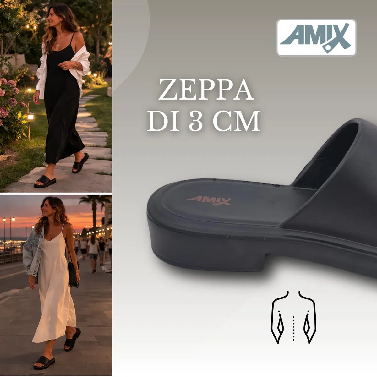 Amix ChicTank Eleganti Ciabatte Donna Estive in Gomma, Sandali Casa Mare Spiaggia Doccia Piscina, Sabot Platform con Zeppa Estiva