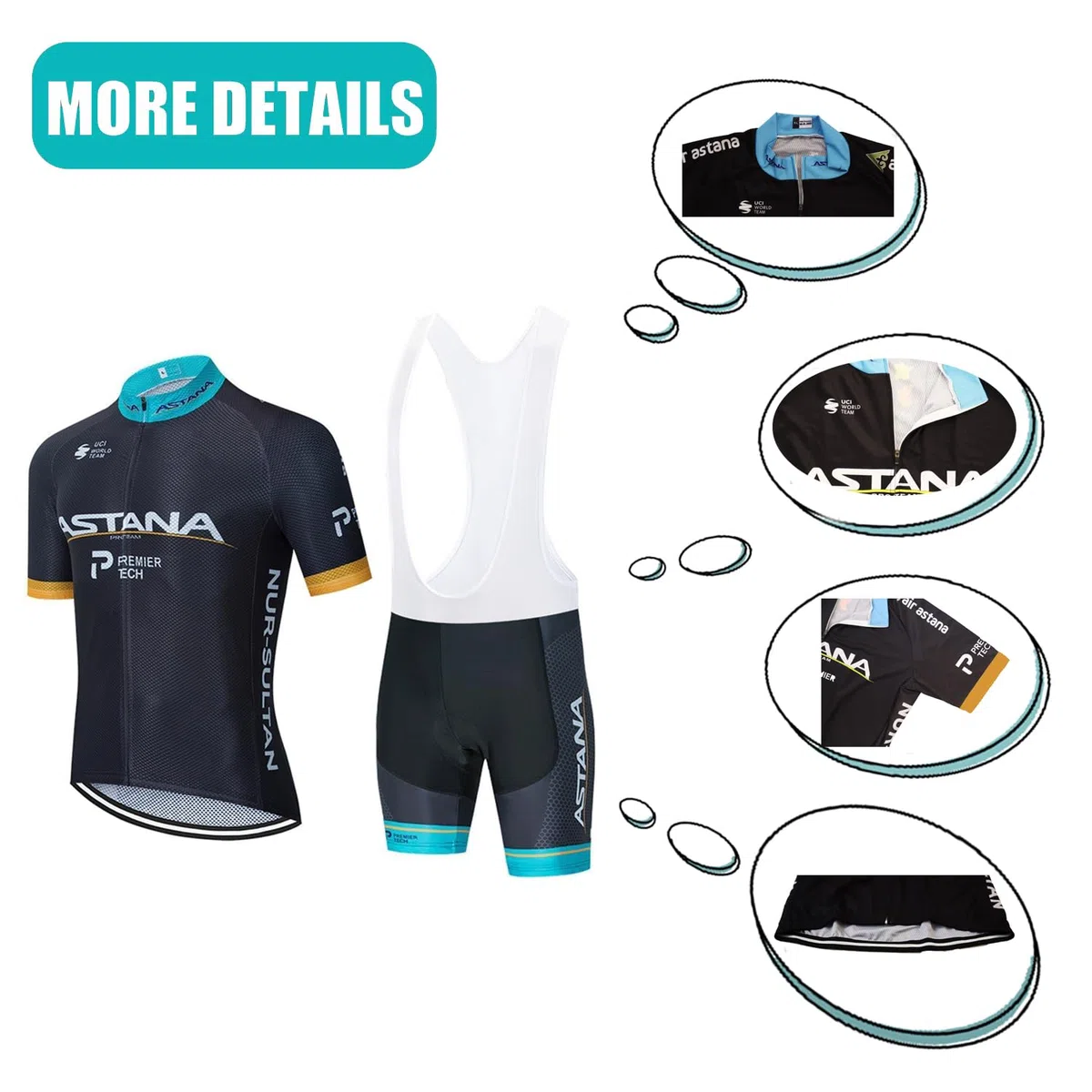 Uomo Abbigliamento Ciclismo Set Professionale Abbigliamento Completo Ciclismo Uomo Estivo per Bici da MTB con Pantaloncini Imbottiti in 9D Gel PAD Traspirante e Rapido Asciugatura