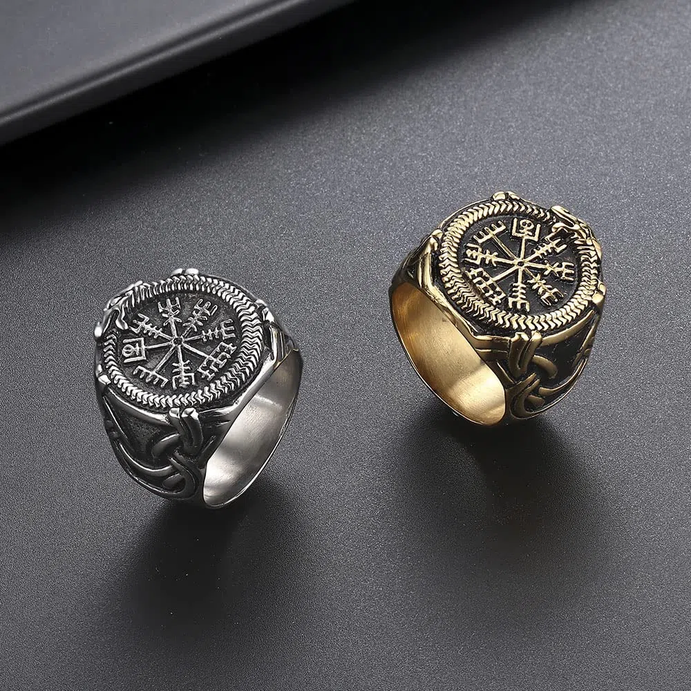 Anello Bussola Vegvisir Acciaio Inossidabile Vichingo Gioielli Amuleto Taglia da 14 a 30