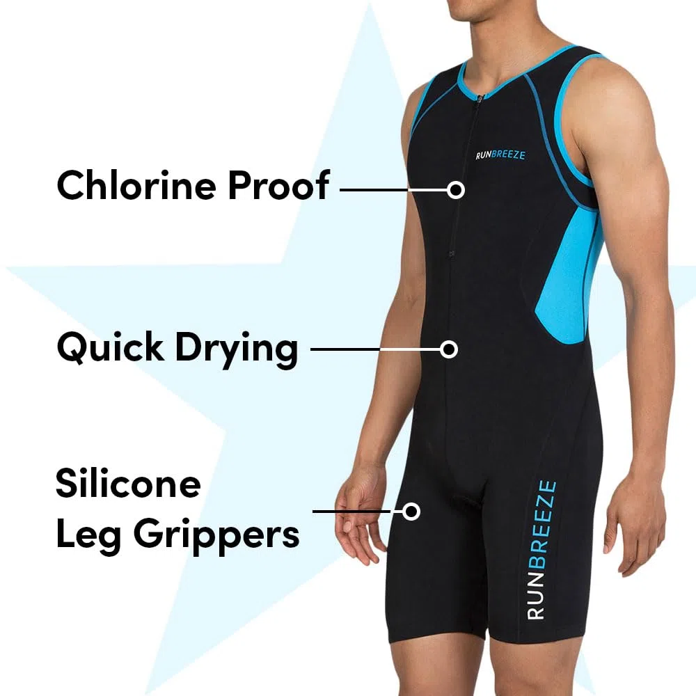 Tri Suit Mens – Triathlon Suit for Men, Breathable, Quick Drying Trisuit, Rear Pockets, Triathlon Suit Mens for Cycling, Swimming, Running