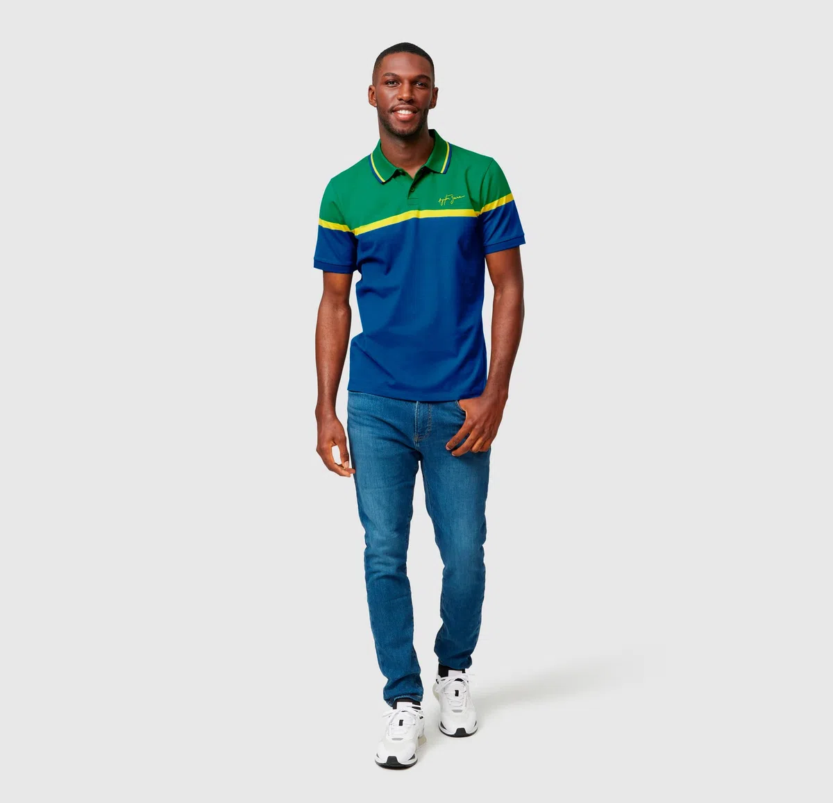 Ayrton Senna - Collezione ufficiale – Polo da uomo a righe – Navy