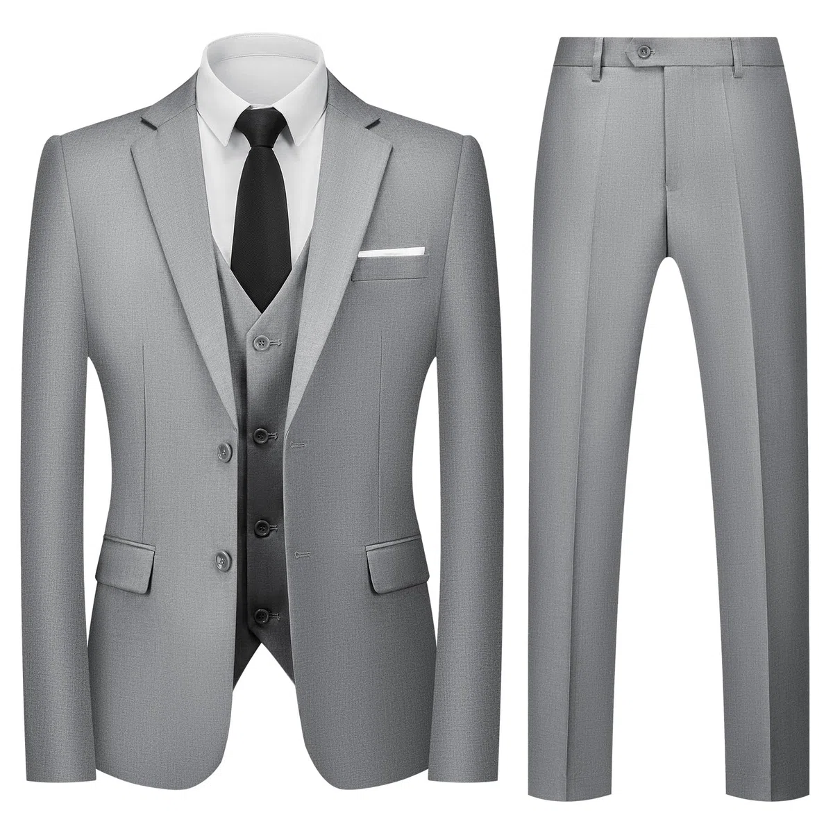 Abiti da Uomo Slim Fit 3 Pezzi Vestito per Uomo Business Formale Completo per Matrimonio con 2 Bottoni Blazer e Pantaloni