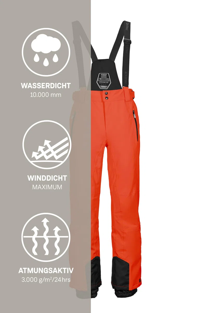 Killtec - Ksw 100 Enosh Mn Ski Pnts, Pantaloni da Sci/Funzionali con Bretelle Staccabili, paraspigoli e Protezione antineve Uomo